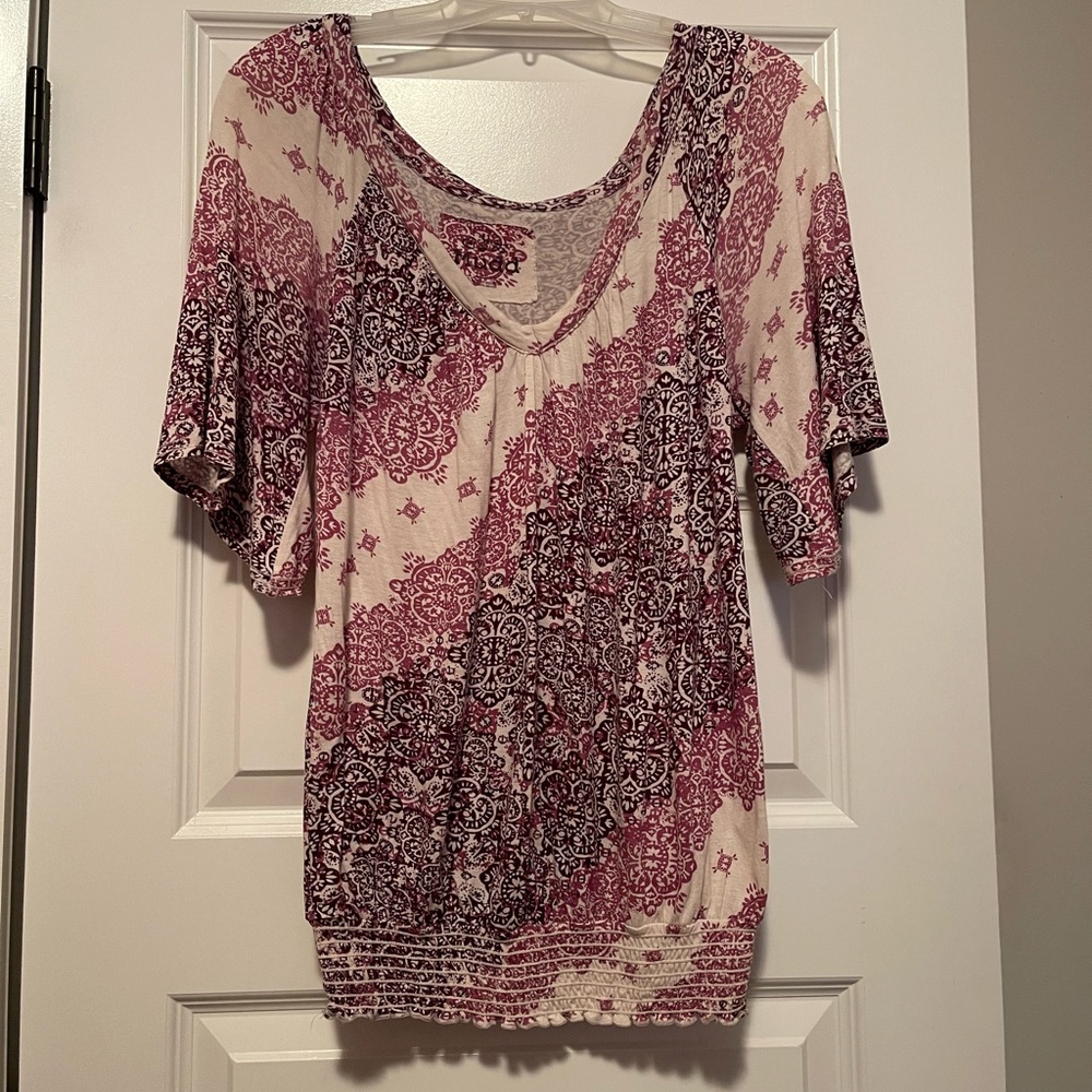 Mudd V Neck Flare Sleeve Shirt Pink Sz M